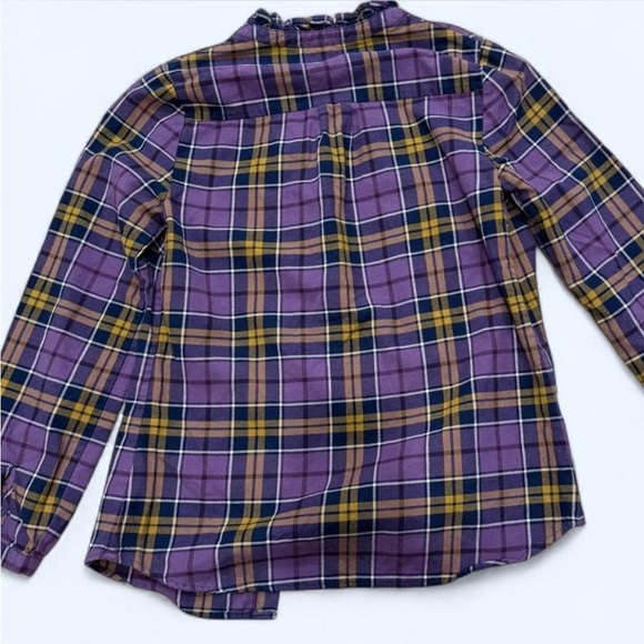 Boden Purple Plaid Ruffle-Collar Button-Down Size 2 - Picture 2 of 3